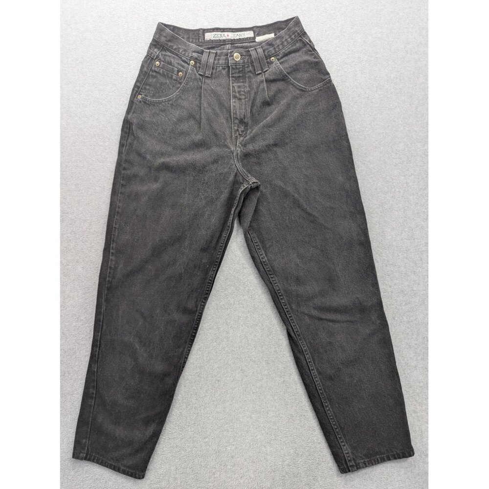 Vintage Zena Jeans Jeans Womens 14 Black High Waisted Tapered Mom Acid Wash 90s
